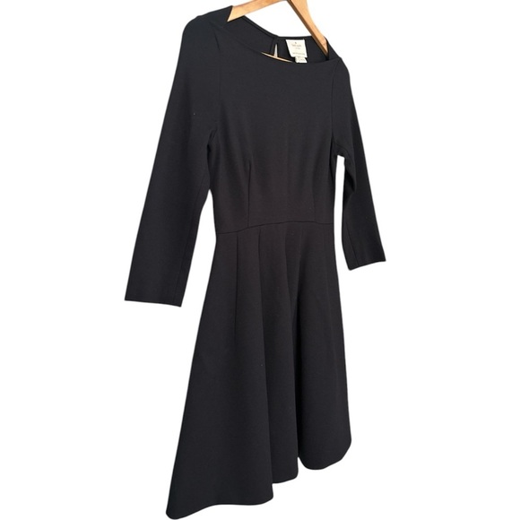 Kate Spade Size 2 Boat Neck Ponte Dress Womens Fit Flare Side Pockets, Black - Picture 4 of 9